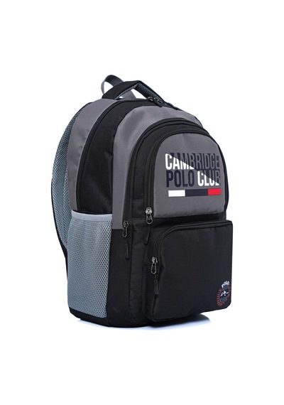 Benittokids Cambridge Polo Club Minimalist Tasarım Unisex Çok Gözlü Sırt Çantası Gri