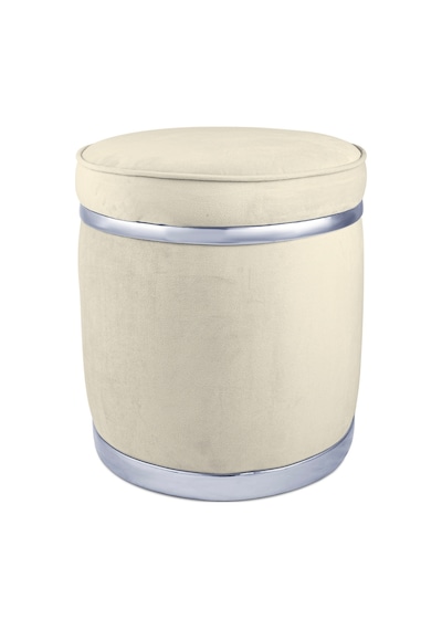 Zerafet Silver Kaplama Luxery Puf- Beyaz Babyface Kumaş Pofuduk Oturma Pufu&makyaj Pufu&bench