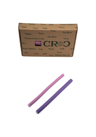 Croc 1255 Sosis Bigudi Seti 24lü Isısız Esnek Saç Şekillendirici Doğal Dalga Ve Bukle İçin Latex Köpük Bigudi Boy:22cm Kopya Pembe-mor