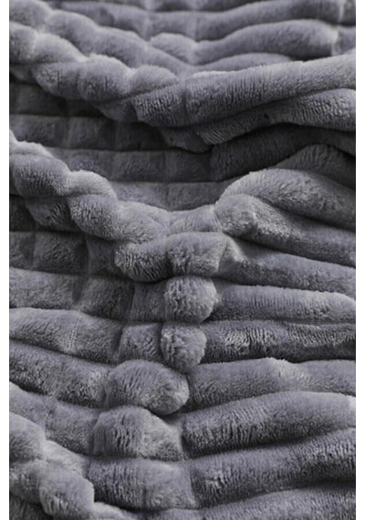 Merinos Modern Line 3 Parça Battaniye Seti - Antrasit Renk