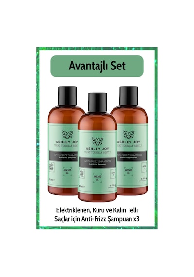 Elektriklenen Kuru Ve Kalın Telli Saçlar İçin Elektriklenme Karşıtı Antifrizz Şampuan 400 Ml X3