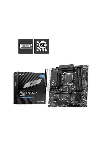 MSI Pro B760M-A WIFI Intel B760 6800 MHz (OC) DDR5 Soket 1700 mATX Anakart