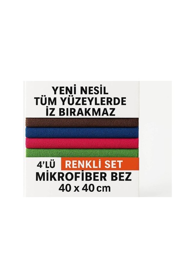Yeni Nesil İz Bırakmaz Tüm Yüzeyler İçin 4 Lü Colormix Set Mikrofiber Bez 40x40 Kırmızı-kahve-yeşil-mavi