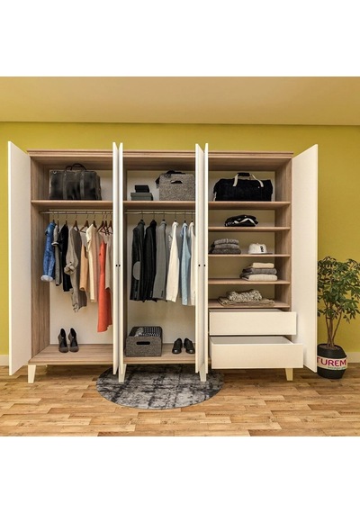 Papatya 6 Kapılı Gardırop Mdf Siyah Papatya 6 Kapılı Gardırop Mdf Siyah