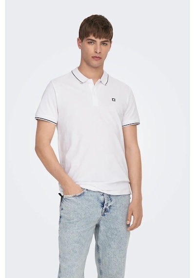 Only & Sons Erkek Onsfletcher Polo Yaka %100 Pamuk T-shirt 22024827 Beyaz Beyaz