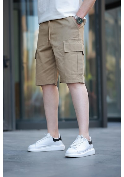 Madmext Camel Kargo Cepli Erkek Şort E6571 CAMEL