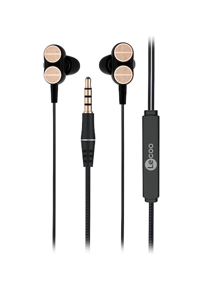Lecoo EH102 Kablolu 3.5mm Jacklı Kulak İçi Mikrofonlu Dual Driver Kulaklık