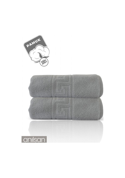 2'li Gri Greek Banyo Havlusu - 70x140 Cm, 490 Gr, %100pamuk, Spa Ve Otel Havlusu Gri