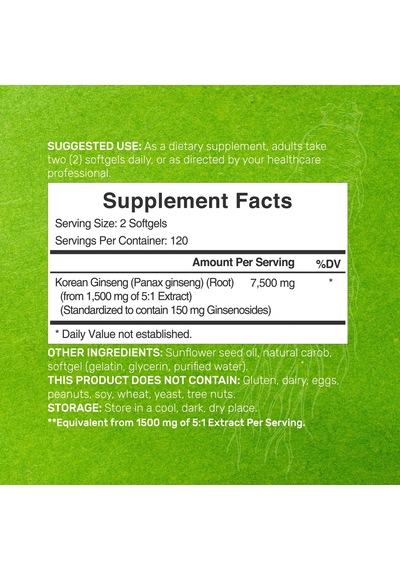 Deal Supplement Korean Red Panax Ginseng Root Extract 7,500mg Per