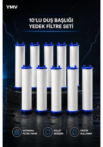 Ymv 10 Adet Duş Başlığı Yedek Filtresi Kireç Pas Tortu İçin Pp Filtre Kartuş Seti Beyaz