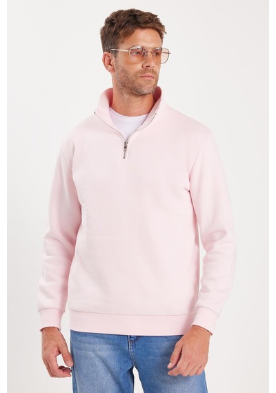 Tudors Unisex Relax Fit Rahat Kesim Pamuklu İçi Polarlı Yarım Fermuarlı Pembe Dik Yaka Sweatshirt-35170 Pembe Tudors Unisex Relax Fit Rahat Kesim Pamuklu İçi Polarlı Yarım Fermuarlı Pembe Dik Yaka Sweatshirt-35170 Pembe