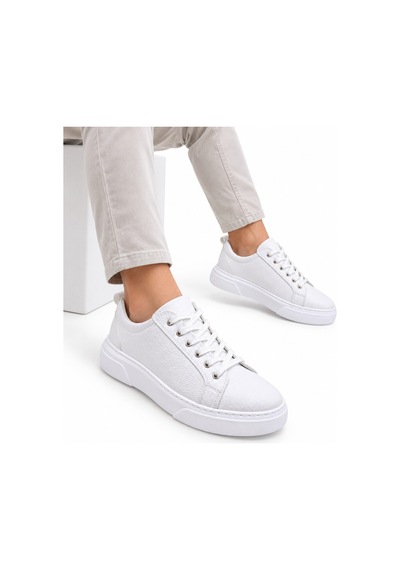 Yalçın Erkek Casual Bağcıklı Ortopedik Rahat Kaymaz Taban Sneaker Ayakkabı Beyaz - 919615758 Beyaz