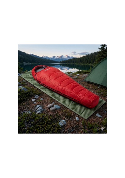 Alfa Pro Uyku Tulumu 0 Derece Kırmızı & Ultralight Comfort Katlanır Mat Haki Kamp Seti Kırmızı