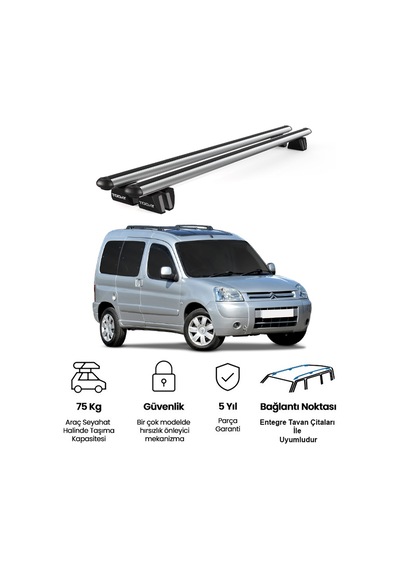 Pençe Citroen Berlingo 2003-2007 Uyumlu Gri Ara Atkı 109cm Port Bagaj Tavan Barı