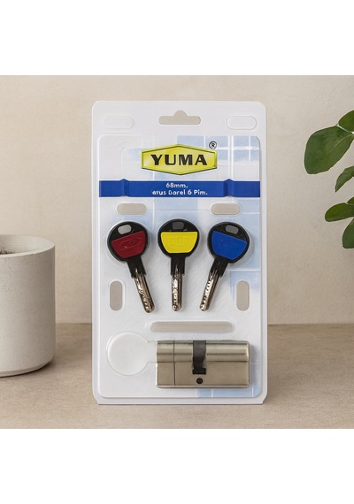 68mm 6 Pim Bilyalı Silindir Göbeği Nikel Saten, 3 Anahtar