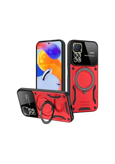 Newface Realme 11 Pro Plus Joy Lens Standlı Kapak - Kırmızı