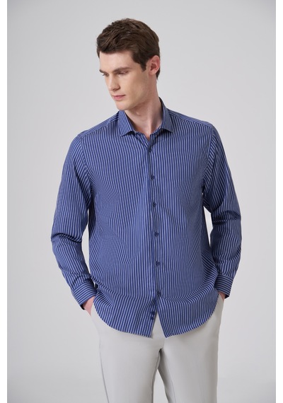 Morven Erkek Lacivert Pamuk Trend Dynamic Fit İtalyan Yaka Gömlek 26mc004060200 Lacivert