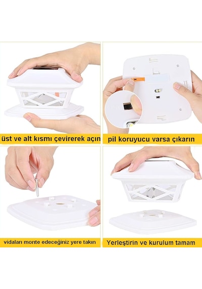 2'li Set Güneş Enerjili Set Üstü Dekoratif Bahçe Aydınlatma Sarı-beyaz Ledli Solar Lamba - Solar Balkon Lambası &