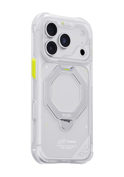 Apple iPhone 18 Pro Uyumlu Kılıf M-safe Şarj Özellikli Standlı Skinarma Saturn Kapak Beyaz