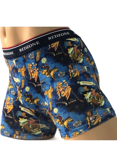Western Desenli Dijital Baskılı Büyük Beden Likralı Boxer Western
