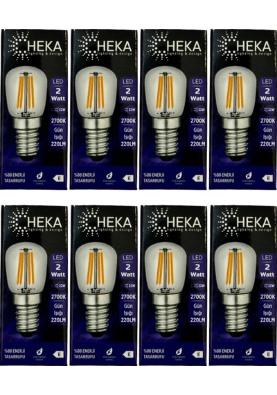Heka 2w 22w 2700k Sarı Işık E14 Duylu Led Rustik Ampul 8 Adet