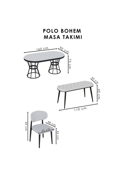 Polo Puf Bench Bank 45 110 Siyah Krem