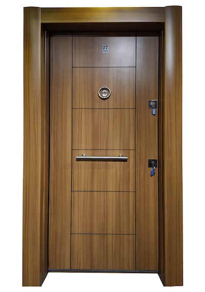 Çelik Kapı Modelleri Ahşap Kaplama Düz Model Daire Kapısı Sol 28