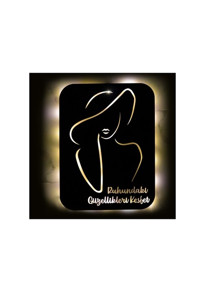 Led Işıklı Kişiselleştirilebilir Kadın Temalı Tablo Fragile Dekoratif Gece Lambası Sarı - 737247434 Sarı
