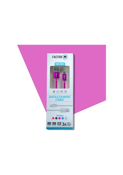 Factor-M Mıcro Data Kablo 3A 1.20M Pembe Fm-3A120Mp