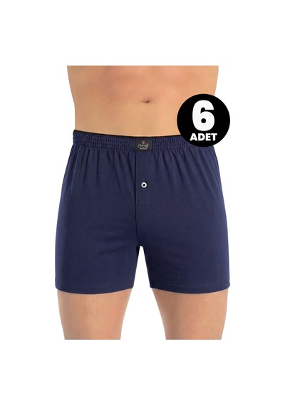 Öts Erkek 6 Lı %100 Pamuk Boxer Düğmeli Süprem Kumaş Ekstra Konforlu Kalıp 2655-6 İndigo