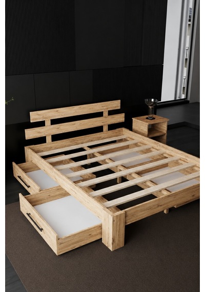 Lotus 2 Çekmeceli Çift Kişilik Mdf Karyola