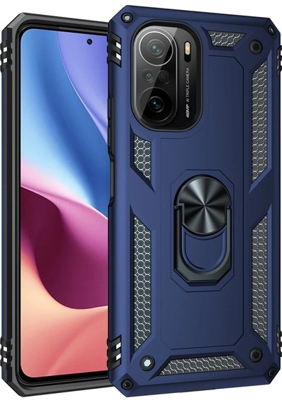 Newface Xiaomi Poco F3 Kılıf Sofya Yüzüklü Silikon Kapak Semeglbl - 77 - Lacivert