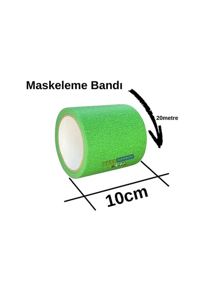 Maskeleme Kağıt Bant Geniş Taban Bandı 100mmx20mt Yeşil Bant Marketim