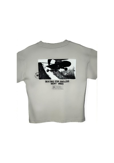 Jack Lions Erkek Bebek Pamuklu Sırtı Baskılı Skate T-shirt-15702 Taş