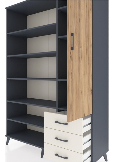 Hyperion Dolap 9 Raflı 3 Çekmeceli Tek Kapaklı 132x44x195 Antrasit-çam/aytaşı Atlas Çam/aytası Hyperion Dolap 9 Raflı 3 Çekmeceli Tek Kapaklı 132x44x195 Antrasit-çam/aytaşı Atlas Çam/aytası
