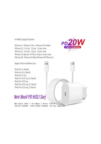 Apple Uyumlu iPhone11 11 Pro 11 Pro Max Şarj Aleti Ve Kablosu 20w Hızlı Pd Type-c