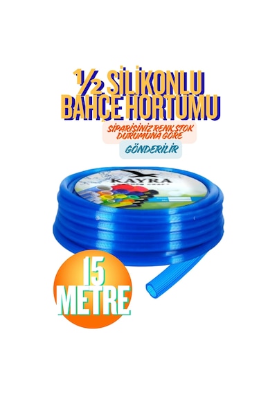 1/2 Silikonlu Bahçe Çeşme Sulama Hortumu 15 Metre Araç Yıkama Hortumu Örgülü Esnek Katlanmaz Aşınmaz Musluk Bağlantılı Oto Yıkama Balkon Park Çim Sürgülü Bahçe Tipi Su Hortumu Seti Dayanıklı