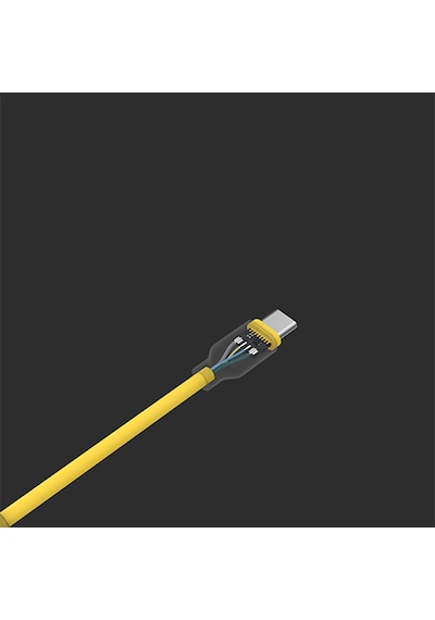 Sharge Phantom USB-C to USB-C 100W Ekstra Elastik Hızlı Şarj Kablosu - Sarı
