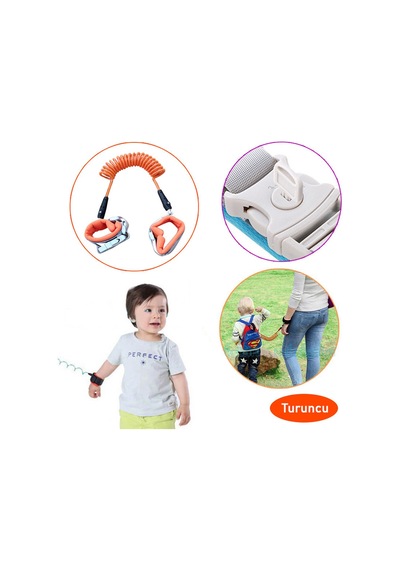 Evokids Extra Kilitli Güvenlik Bilekliği - (Çelik Uçlu) - Turuncu Çok Renkli