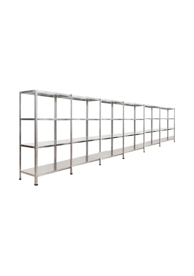 Çelikrafburada 4 Katlı 6 Lı Bitişik Çelik Galvaniz Arşiv Rafı Depo Rafı Kiler Rafı 43x93x200 Dx51 Kalite Gümüş