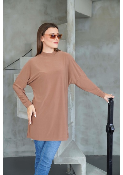 Penyebizden Tesettür Extra Uzun Tunik -tarçın