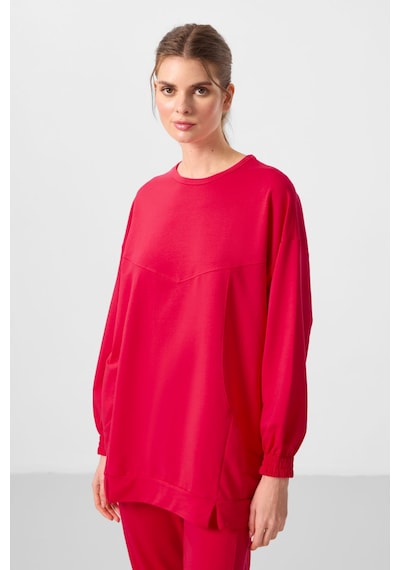 Viva Kırmızı O Yaka Basic Oversize Kadın Eşofman Tunik Takım - 95347 Kırmızı
