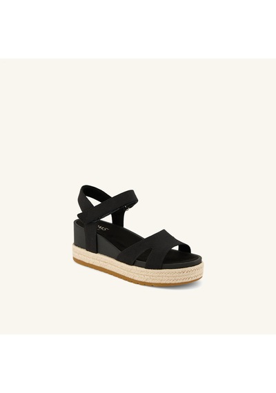 10023085 Black Heavy Canvas Sandalet Kadın Adidas 10023078 10023085 Toms Alana Wedge Sandal siyah