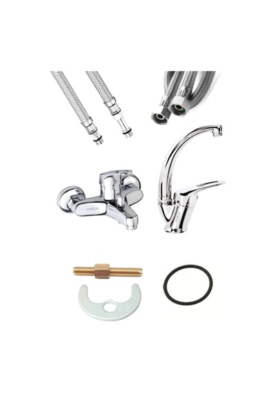 Armilla 2 Li Set Banyo Ve Mix Kuğu Banyo Lavabo Musluğu Çemesi Bataryası Sıcak Soğuk Çift Su Girişli Diğer