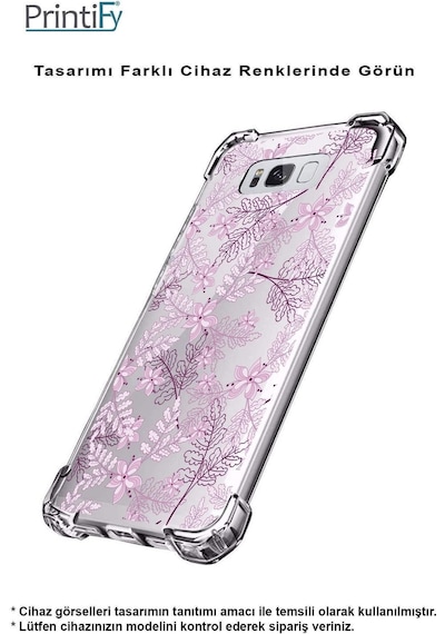 Samsung Galaxy A26 İle Uyumlu Floral Pudra Baskılı Şeffaf Köşe Korumalı Antişok Kılıf
