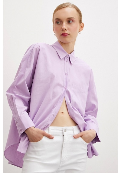 Never More Regular Fit Poplin Gömlek Lila