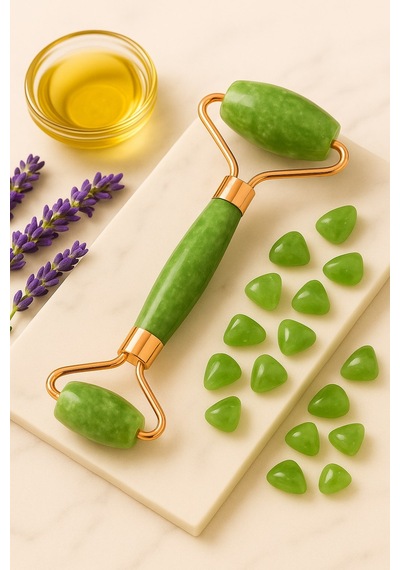 Yeşim Taşı Doğal Taş Yüz Roller Cilt Masaj Aleti Lenf Drenajı, Sıkılaştırma Ve Parlaklık Etkisi Çok Renkli