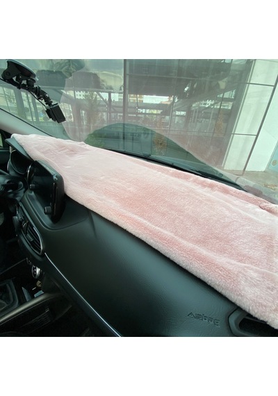 Yumuşak Tüylü Oto Torpido Bagaj Üstü Örtü Peluş Halı Pudra Pembe 130x40cm