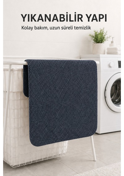 Yıkanabilir Banyo Paspası Kaymaz Taban Su Emici Duş Önü Lavabo Önü Tuvalet Önü Banyo Halısı 40x60 Cm Gri