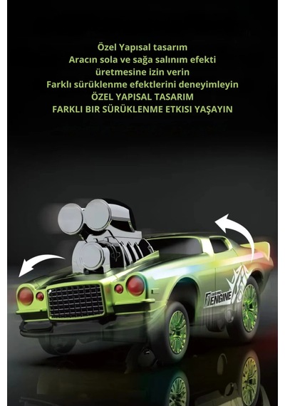 Uzaktan Kumandalı Drift Arabası Rc Araba Işıklı Şarjlı 15 Km/h Hızlı Oyuncak Araba Mavi